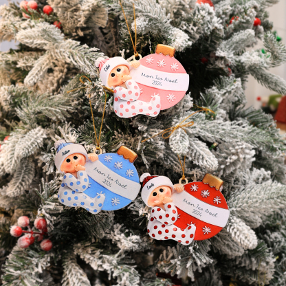 Décoration Sapin Noël en Bois 1 Prénom Personnalisé avec texte cadeau pour BéBé | Jessemade