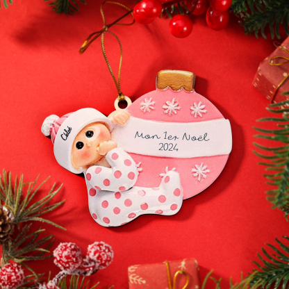 Décoration Sapin Noël en Bois 1 Prénom Personnalisé avec texte cadeau pour BéBé | Jessemade