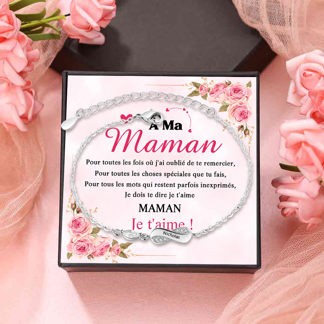 À Ma Maman-Coffret de Cadaeu Bracelet Personnalisé 1-5 Prénoms et 1 Carte Cadeau pour Maman｜Jessemade