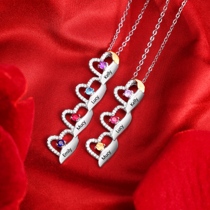 Collier cœur et aile Personnalisés avec 1-5 Prénoms et Pierres de Naissance Collier Personnalisé Femme | Jessemade
