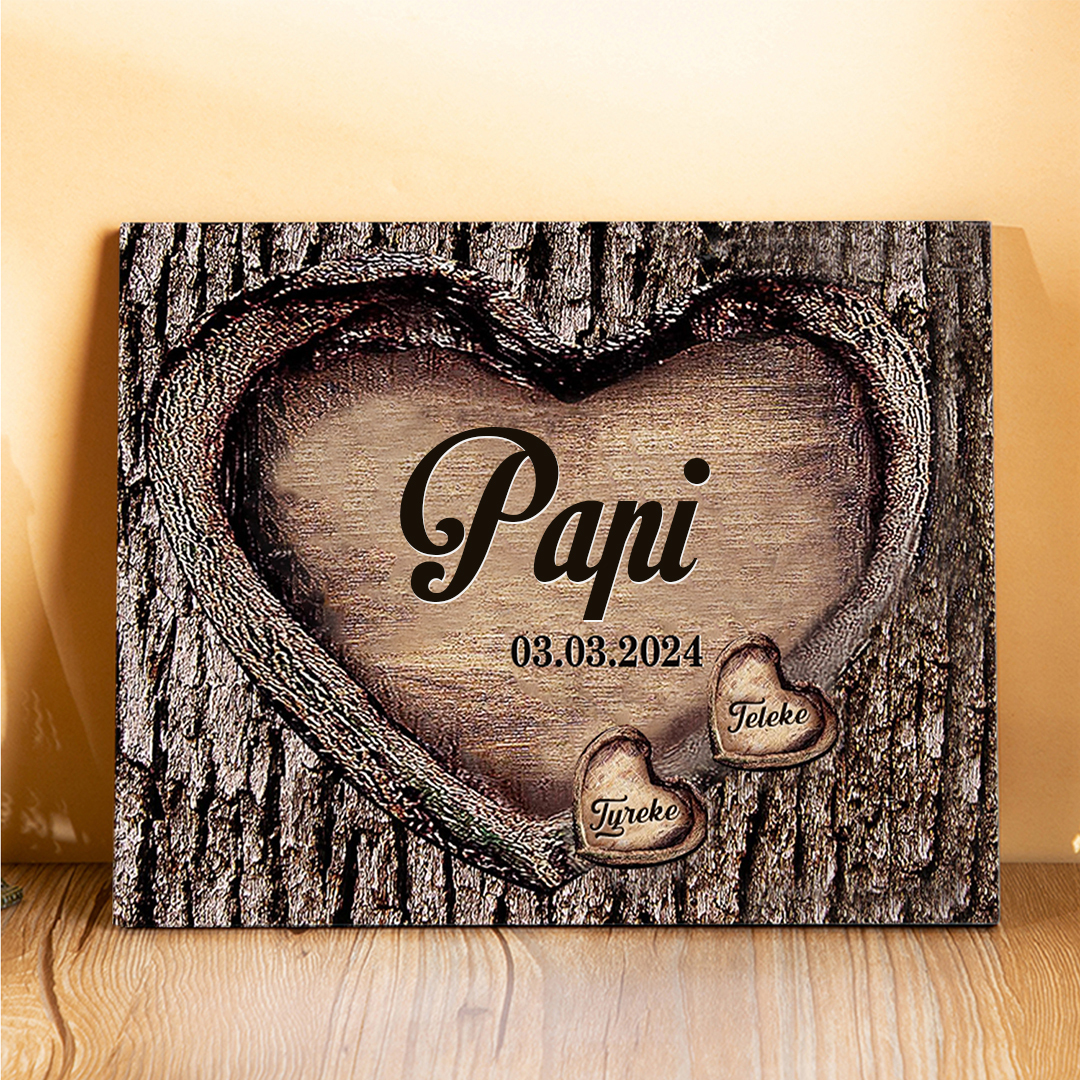 À Papi/Mamie - Cadre en Bois 2 Prénoms Personnalisés avec Texte et Date Cadeau pour Famille