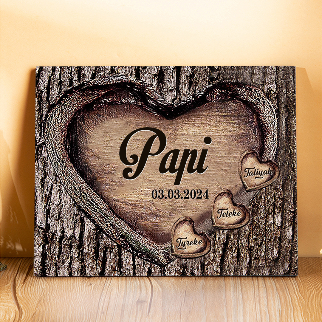 À Papi/Mamie - Cadre en Bois 3 Prénoms Personnalisés avec Texte et Date Cadeau pour Famille | Jessemade