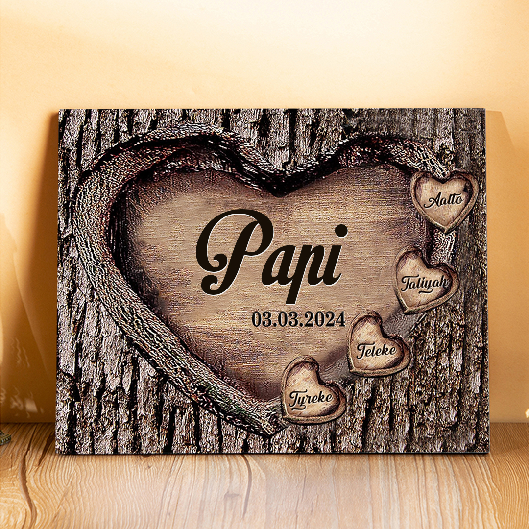 À Papi/Mamie - Cadre en Bois 4 Prénoms Personnalisés avec Texte et Date Cadeau pour Famille