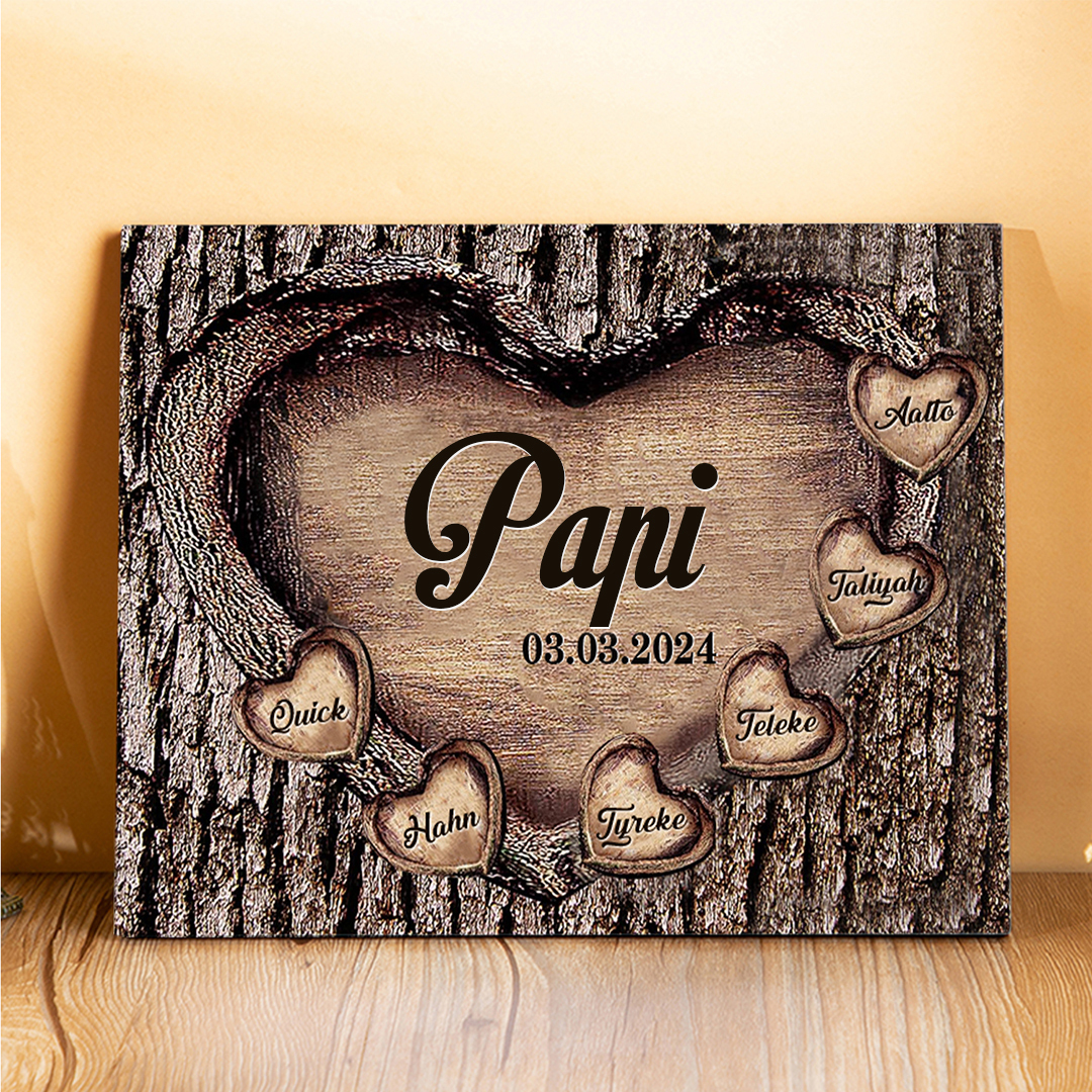 À Papi/Mamie - Cadre en Bois 6 Prénoms Personnalisés avec Texte et Date Cadeau pour Famille