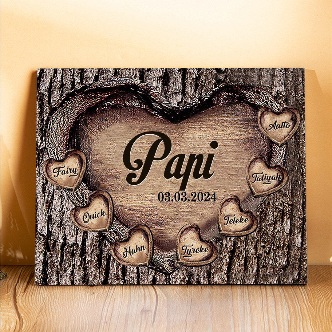 À Papi/Mamie - Cadre en Bois 7 Prénoms Personnalisés avec Texte et Date Cadeau pour Famille