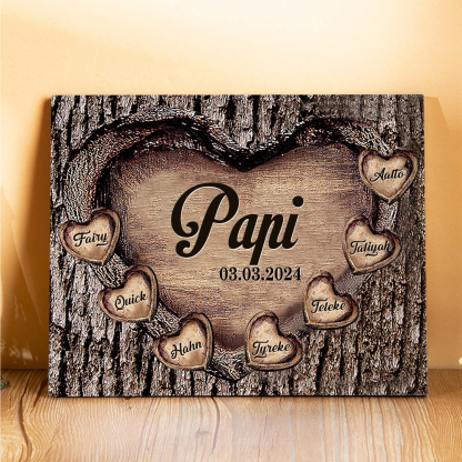 À Papi/Mamie - Cadre en Bois 7 Prénoms Personnalisés avec Texte et Date Cadeau pour Famille