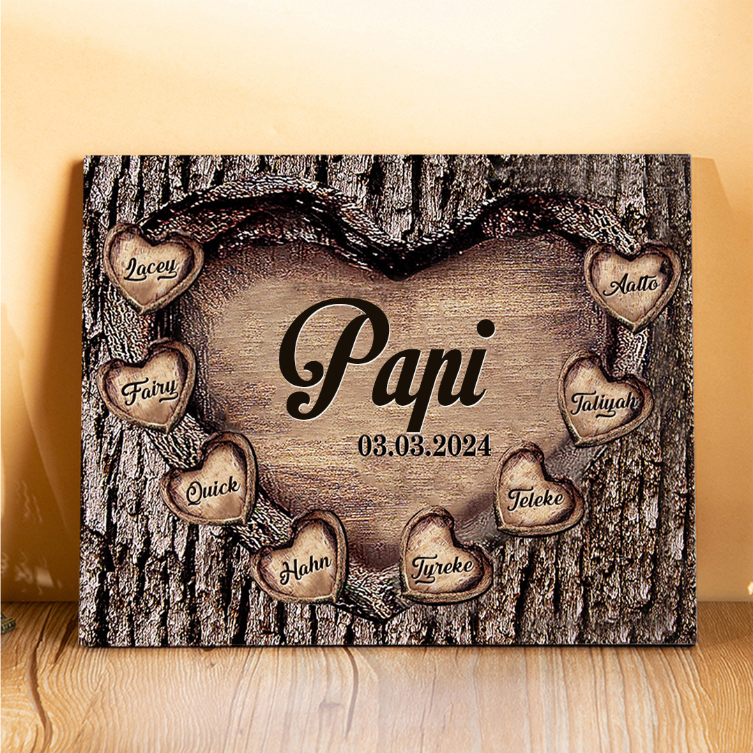 À ma Papi/Mamie - Cadre en Bois 8 Prénoms Personnalisés avec Texte et Date Cadeau pour Famille