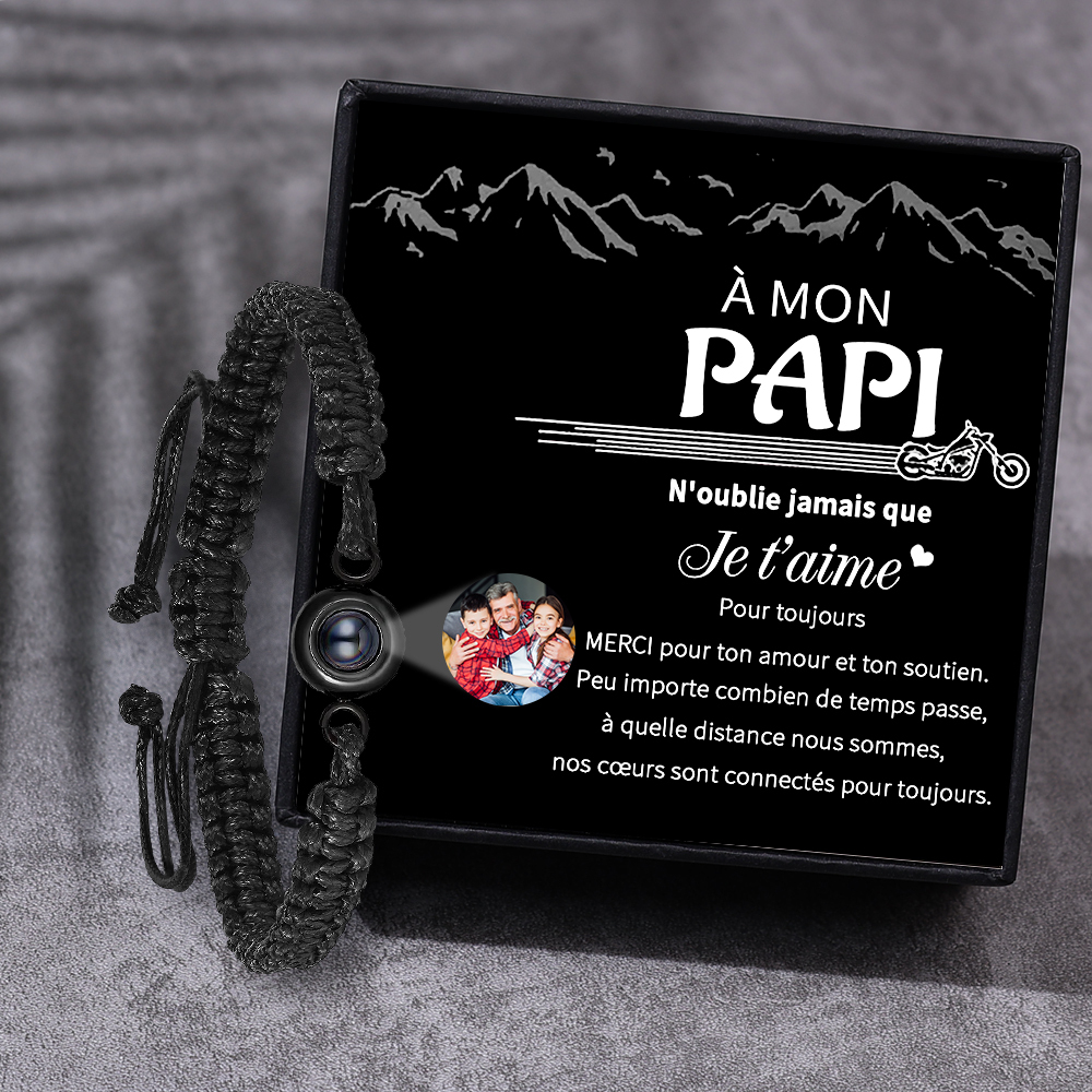 À Mon Papi - Bracelet Photo Projection Bracelet Acier Titane ajustable