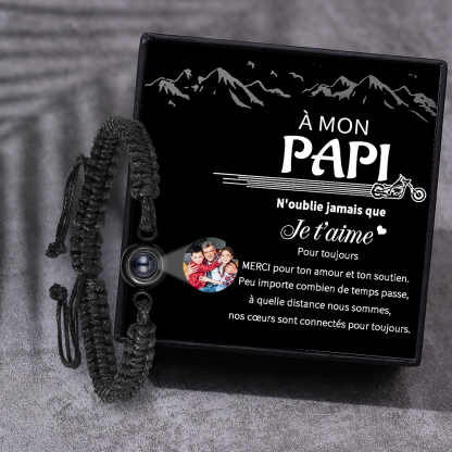 À Mon Papi - Bracelet Photo Projection Bracelet Acier Titane ajustable