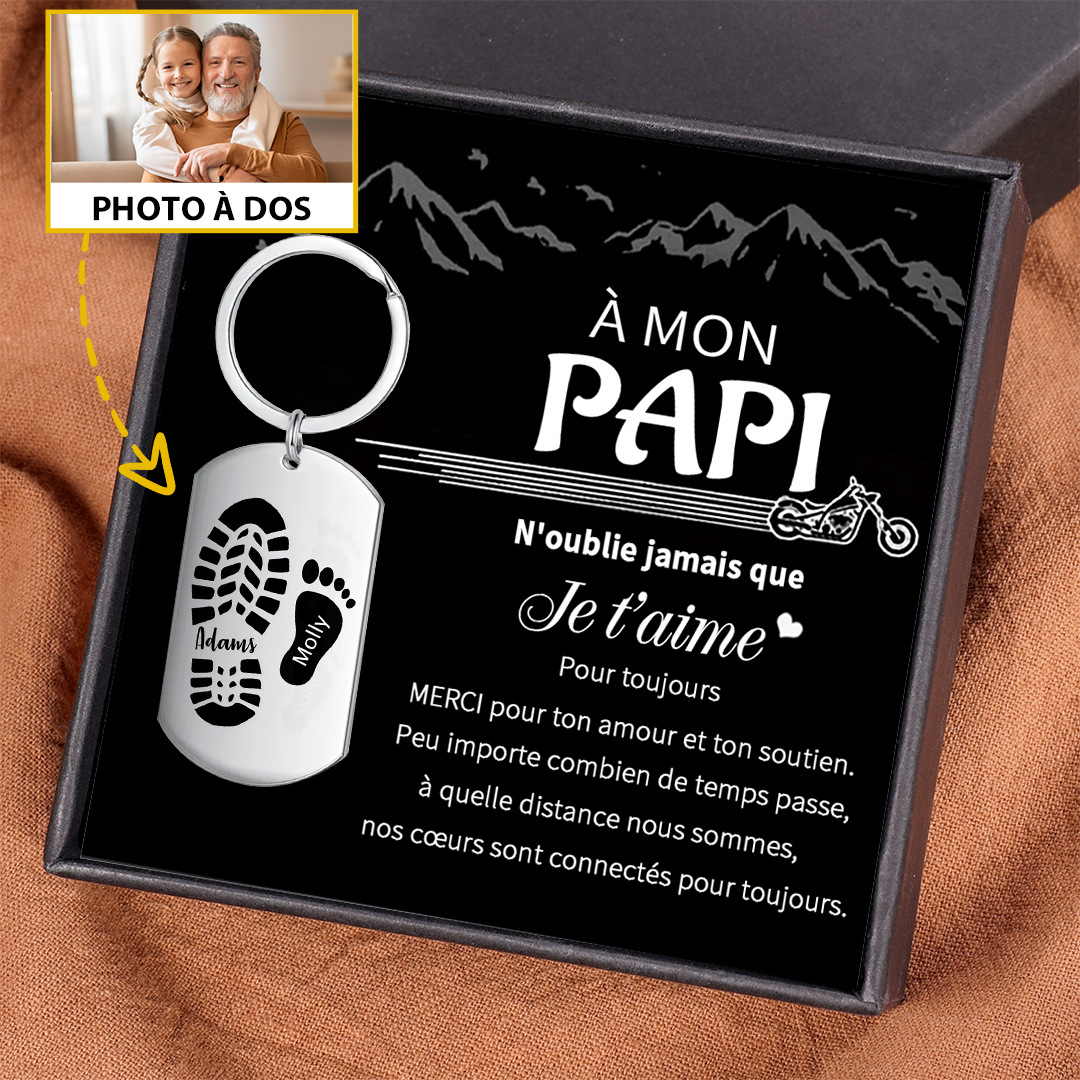 À Papa/Papi Porte-Clés Pieds Bébé 2 Prénoms Personnalisés avec Photo p
