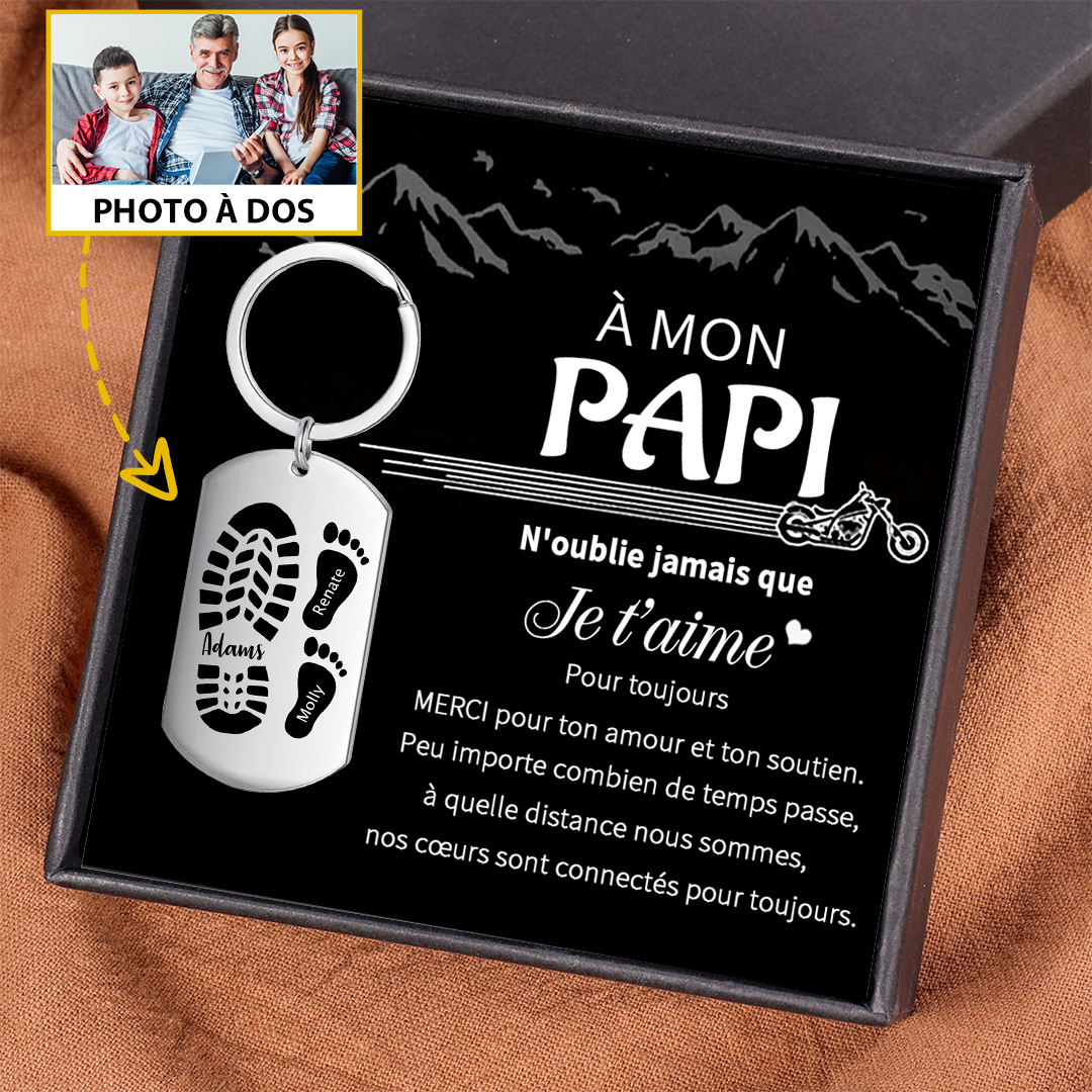 À Papa/Papi Porte-Clés Pieds Bébé 3 Prénoms Personnalisés avec Photo p
