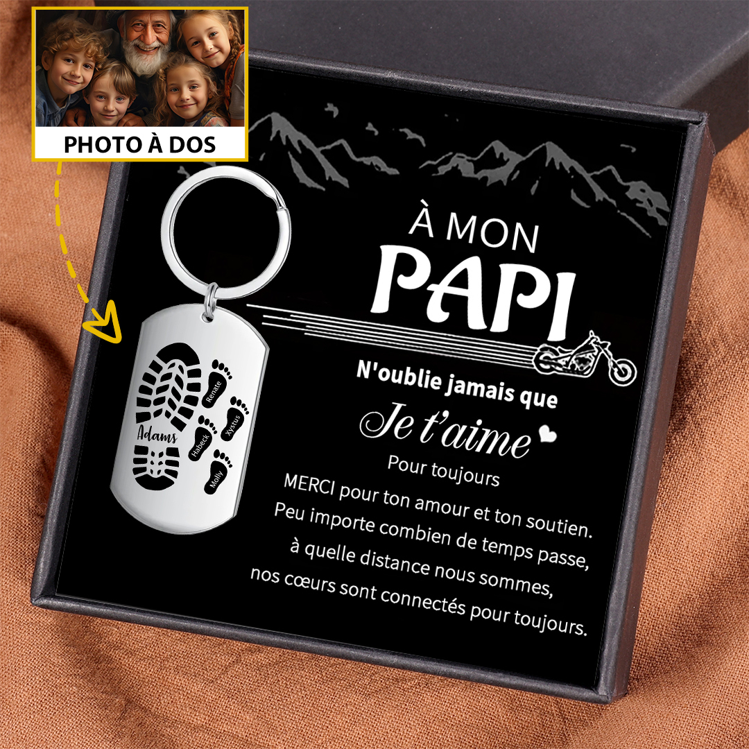À Papa/Papi Porte-Clés Pieds Bébé 3 Prénoms Personnalisés avec Photo p