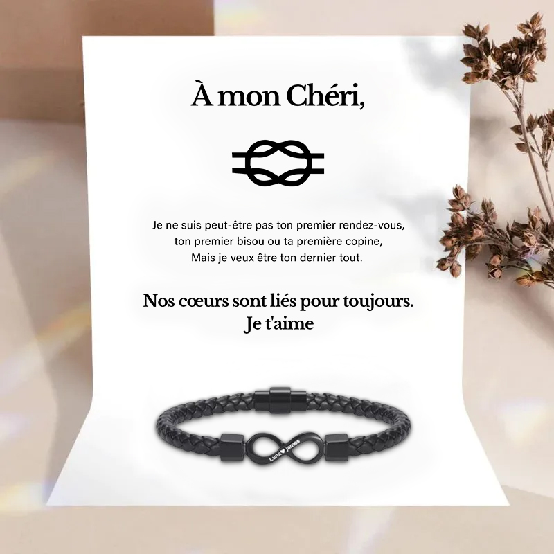 À Mon Homme Bracelet Personnalisé Infini 2 Prénoms Personnalisés Bracelet Personnalisé Homme｜Jessemade