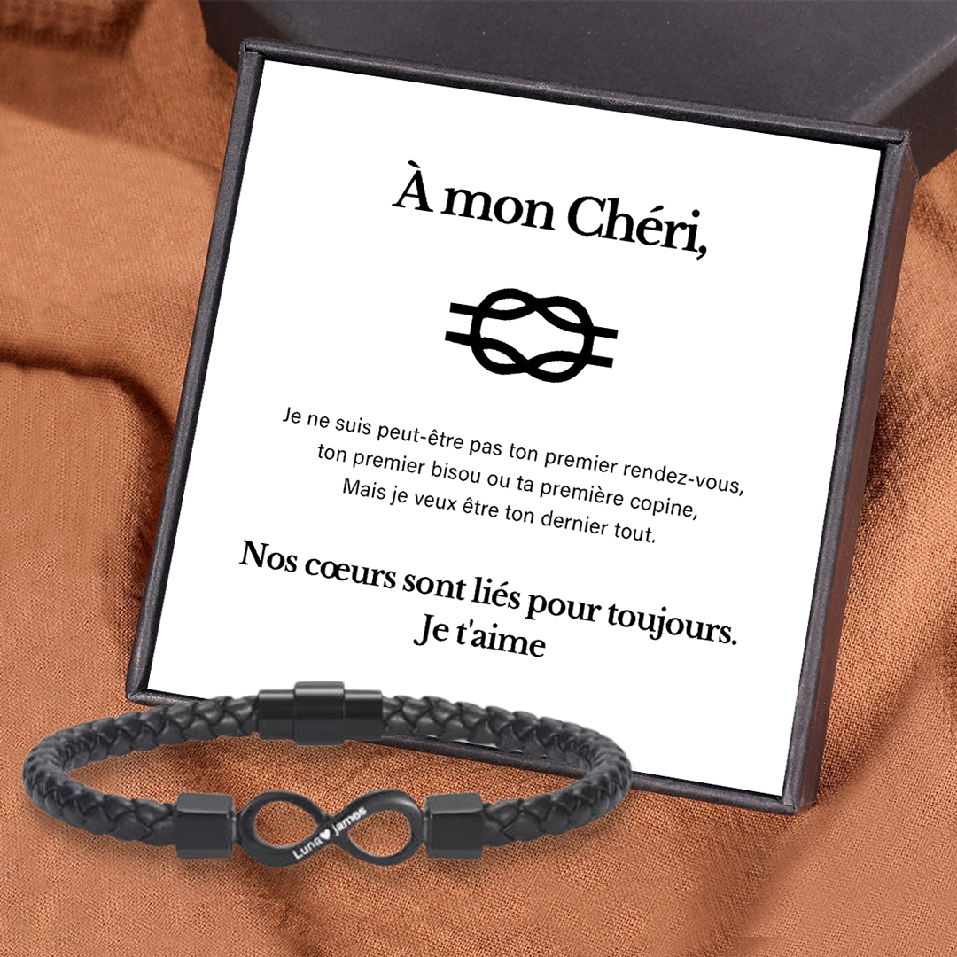 À Mon Homme Bracelet Personnalisé Infini 2 Prénoms Personnalisés Bracelet Personnalisé Homme｜Jessemade