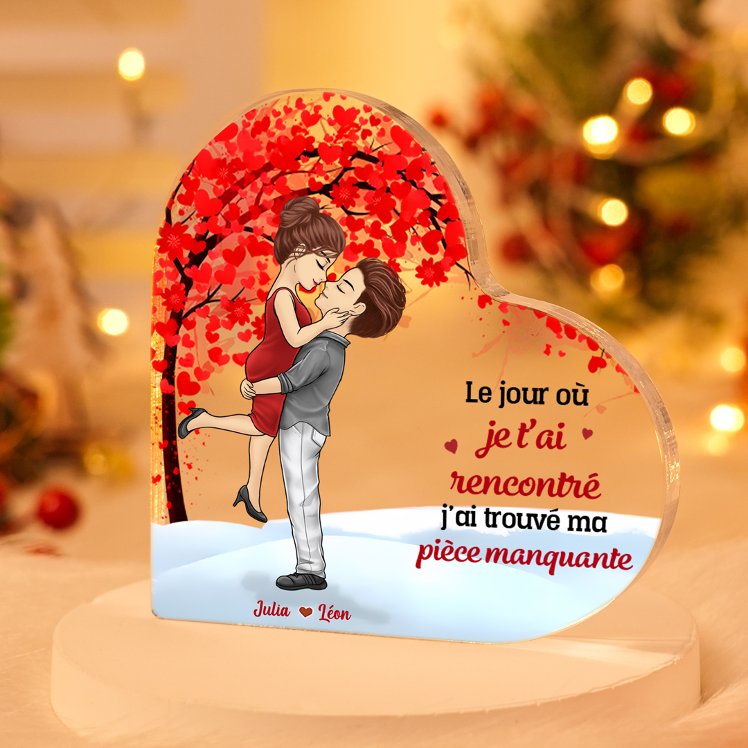 Plaque Acrylique Cœur Couple Romantique 2 Prénoms Personnalisés Cadeua pour couple Saint-Valentin | Jessemade