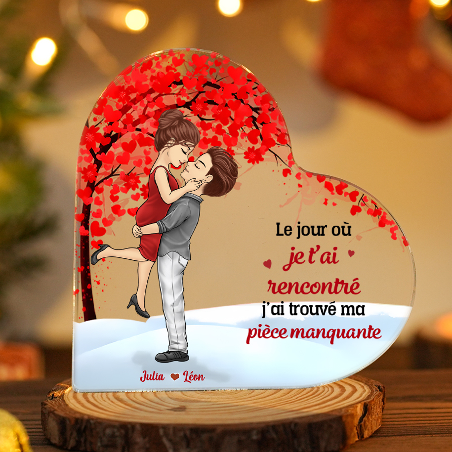 Plaque Acrylique Cœur Couple Romantique 2 Prénoms Personnalisés Cadeua pour couple Saint-Valentin | Jessemade