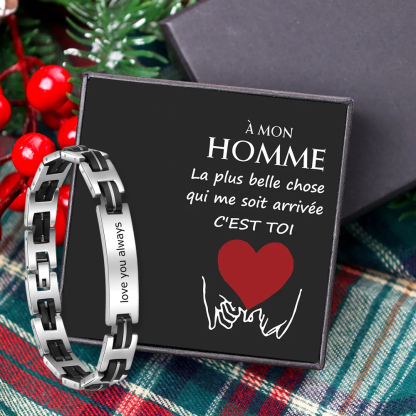 À Mon Homme-Bracelet Personnalisé Homme Bracelets avec Textes Gravés et Cadeau Coffret｜Jessemade
