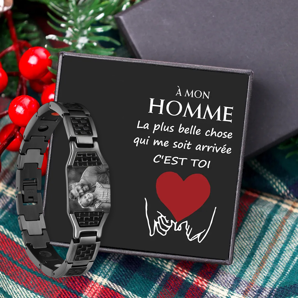 Bracelet Photo Personnalisé en Acier au titane pour Homme｜Jessemade