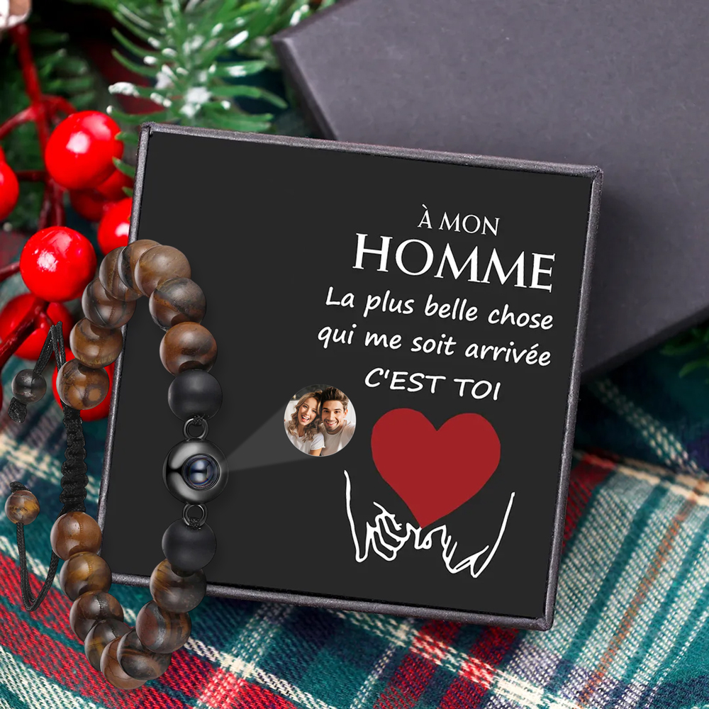 À Mon Homme-Bracelet Photo Projection de Pierres 1 Photo Personnalisée avec Coffret Cadeau｜Jessemade