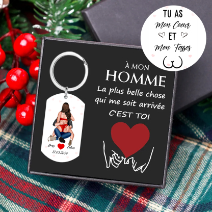 Porte-Clés 2 Prénoms Personnalisés avec Date Cadeau Coffret pour Couple La Saint-Valentin | Jessemade