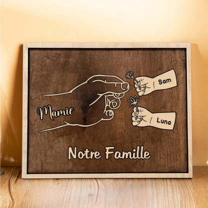 À Maman/Mamie - Cadre en Bois Main et Enfants 3 Prénoms Personnalisés avec Texte Cadeau pour Famille-Jessemade FR