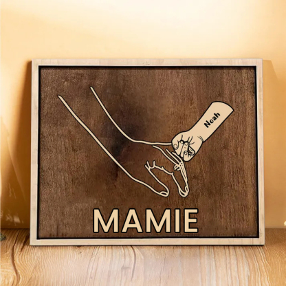 Jessemade FR À Papa/Maman - Cadre en Bois la Main dans la Main 1 Prénom Personnalisé avec Texte Cadeau pour Famille