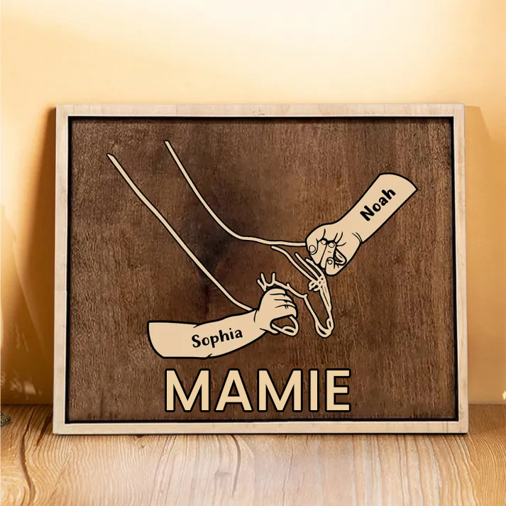 Jessemade FR À Papa/Maman - Cadre en Bois la Main dans la Main 2 Prénoms Personnalisés avec Texte Cadeau pour Famille