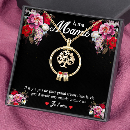 À Ma Mamie-Collier Personnalisé Fem Arbre de vie Arbre généalogique 2 
