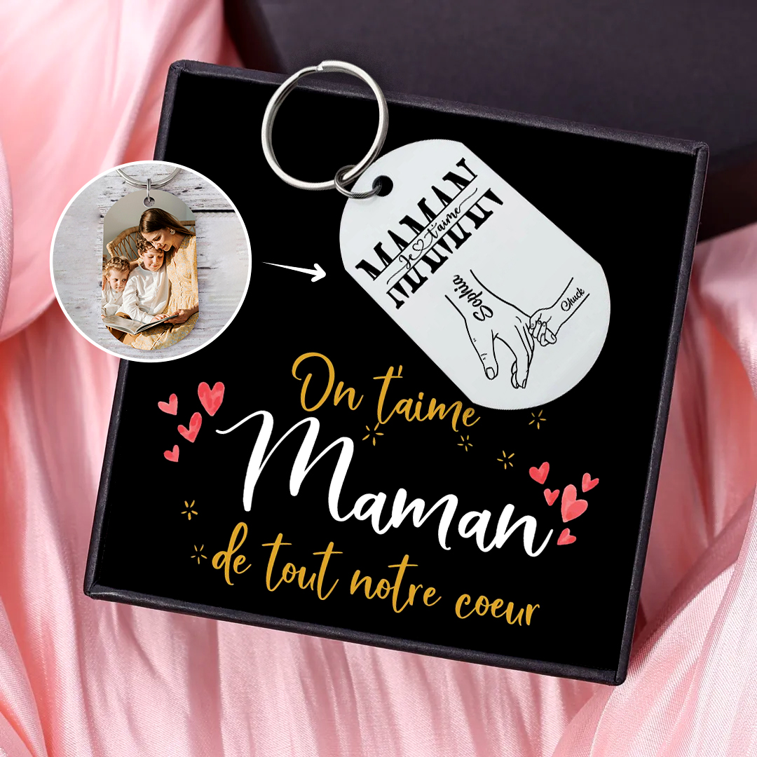 À Maman - Porte-clés Photo Personnalisée avec 2 Prénoms Porte-Clés Personnaliables Pour Maman Avec Coffret | Jessemade