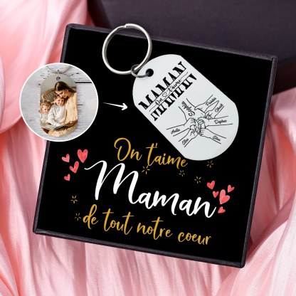 À Maman - Porte-clés Photo Personnalisée avec 7 Prénoms Porte-Clés Personnaliables Pour Maman Avec Coffret | Jessemade