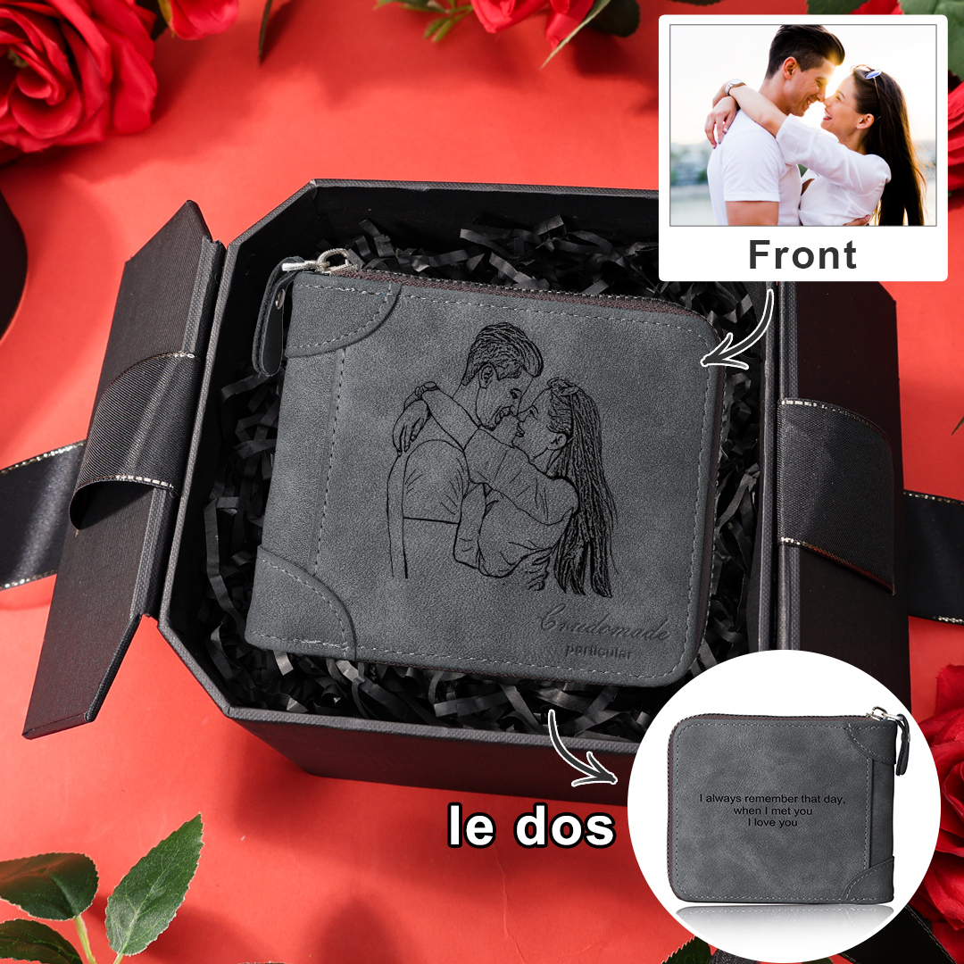 Portefeuille Photo Personnalisée Porte-Monnaie Classique pour Homme | Jessemade