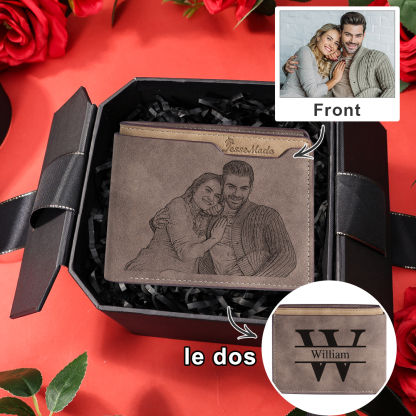 Portefeuille 1 Prénom Personnalisé avec Photo et Lettre Porte-Monnaie Pour Homme | Jessemade