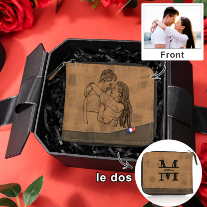 Portefeuille Personnalisé avec Prénom Lettre et Photo Cadeau pour Homme | Jessemade