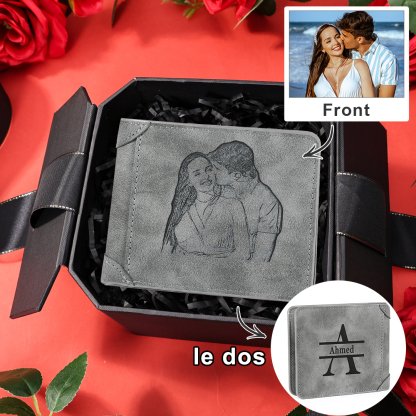 Portefeuille en cuir PU personnalisable avec photo et initiales – Cadeau unique et élégant | Jessemade