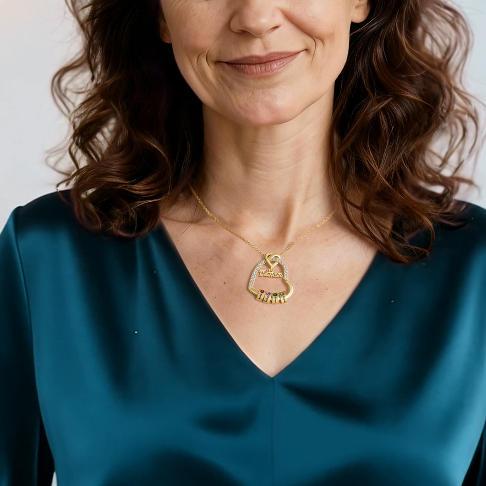 À Maman - Collier Cœur Personnalisé avec 1-5 Prénoms et Pierres de Naissance – Cadeau pour Femme, Maman  | Jessemade