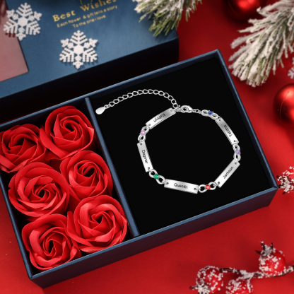 Bracelet infini Bracelet Pierre De Naissance avec 1-6 Prénoms Personnalisé｜Jessemade