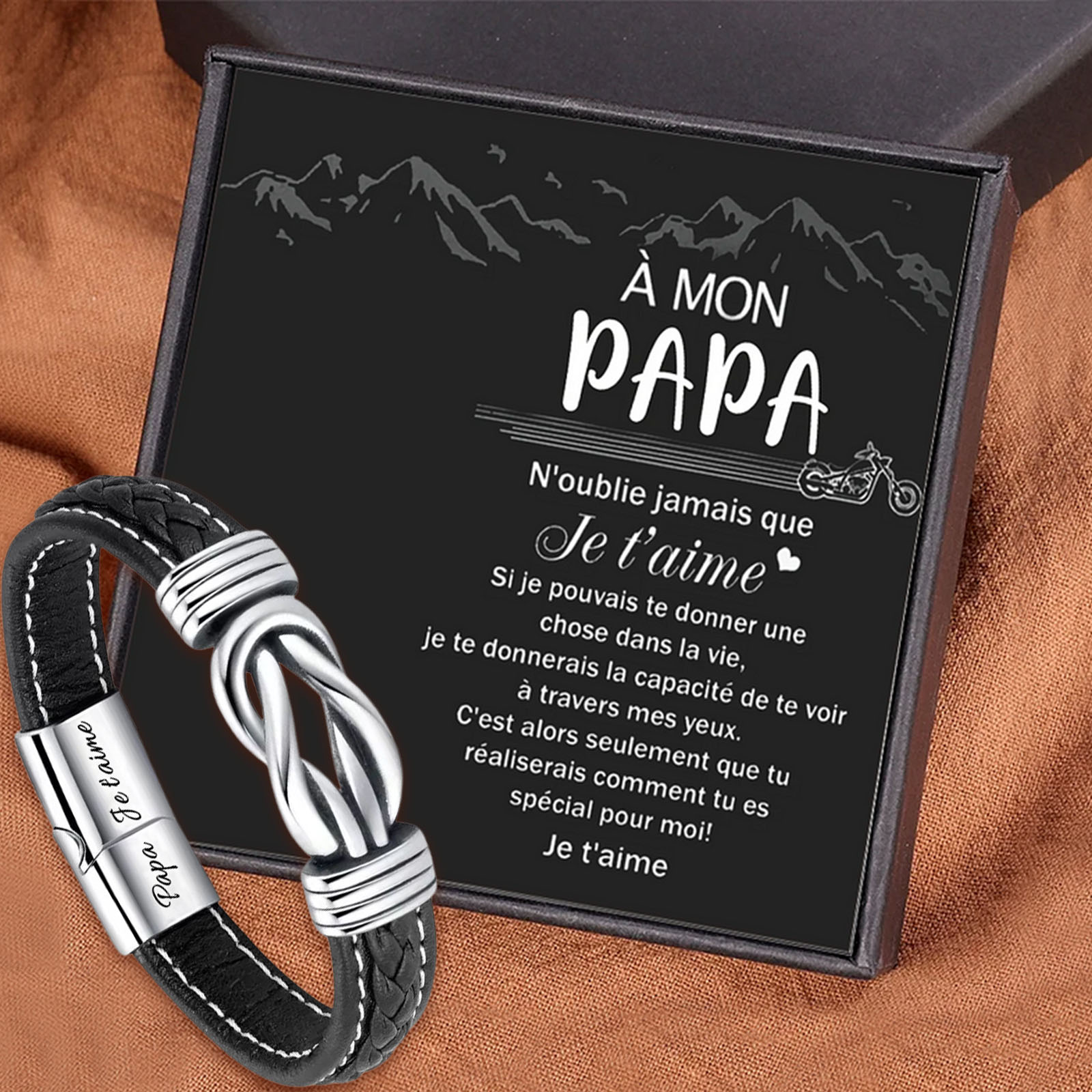 À Mon Papa-Bracelet en Cuir 2 Prénoms Personnalisés Bracelet pour Homme | Jessemade