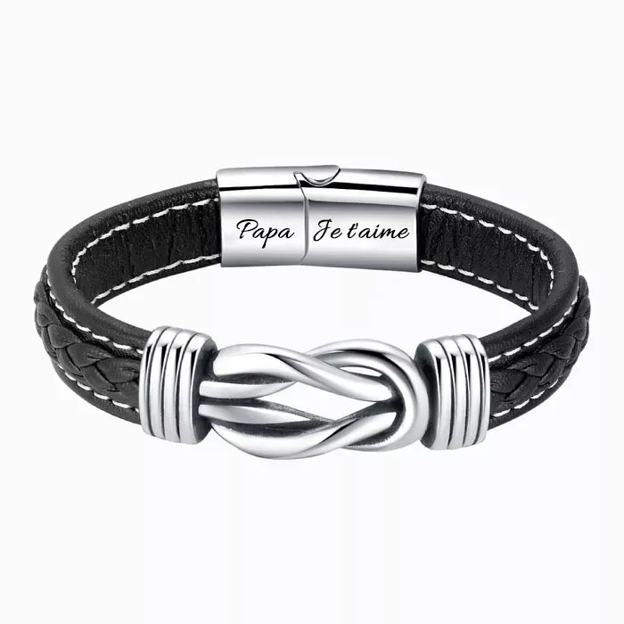 À Mon Papa-Bracelet en Cuir Personnalisé avec 2 Prénoms Bracelet pour Homme | Jessemade