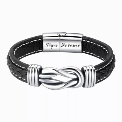 À Mon Papa-Bracelet en Cuir Personnalisé avec 2 Prénoms Bracelet pour Homme | Jessemade