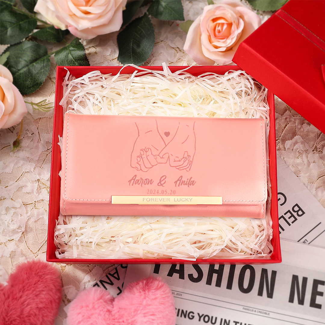 Portefeuille Personnalisé en cuir PU avec Photo Lettre et Prénoms Cadeau chic pour Femme | Jessemade