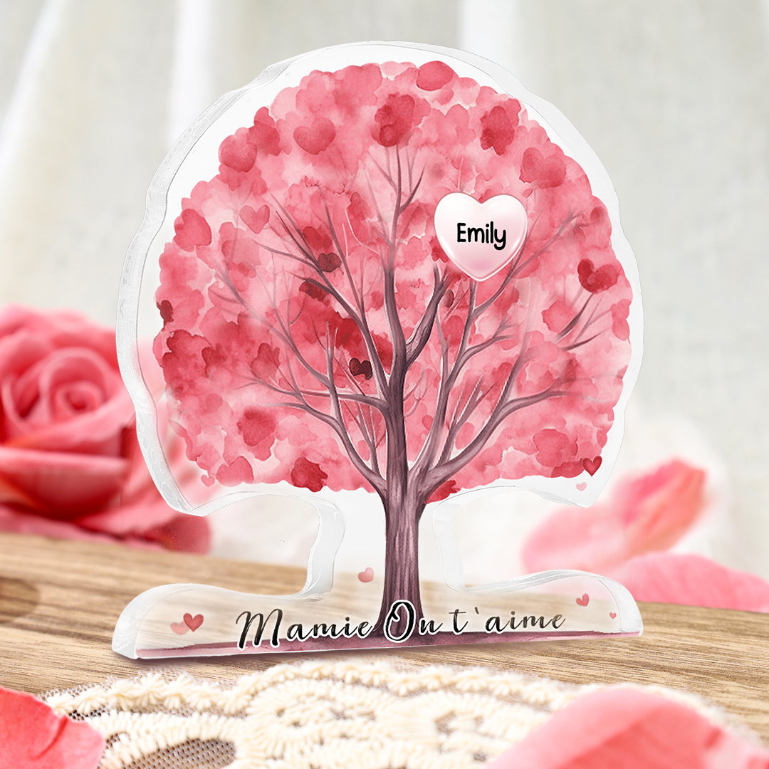 À Mamie/Maman - Plaque Acrylique en Forme d'Arbre de Vie Personnalisés avec Prénom et Texte Cadeau pour Famille | Jessemade