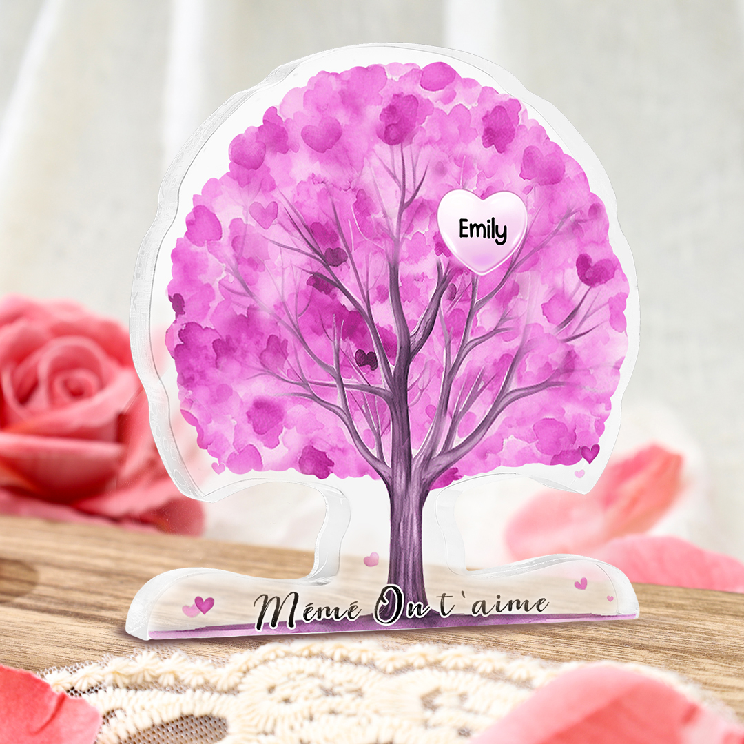 À Mamie/Maman - Plaque Acrylique en Forme d'Arbre de Vie Personnalisés avec Prénom et Texte Cadeau pour Famille | Jessemade