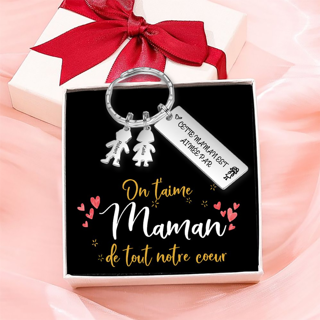 À Maman - Porte-clés Texte Personnalisé avec 2 Prénoms et Breloques Enfant Porte-Clés Personnaliables Pour Maman | Jessemade