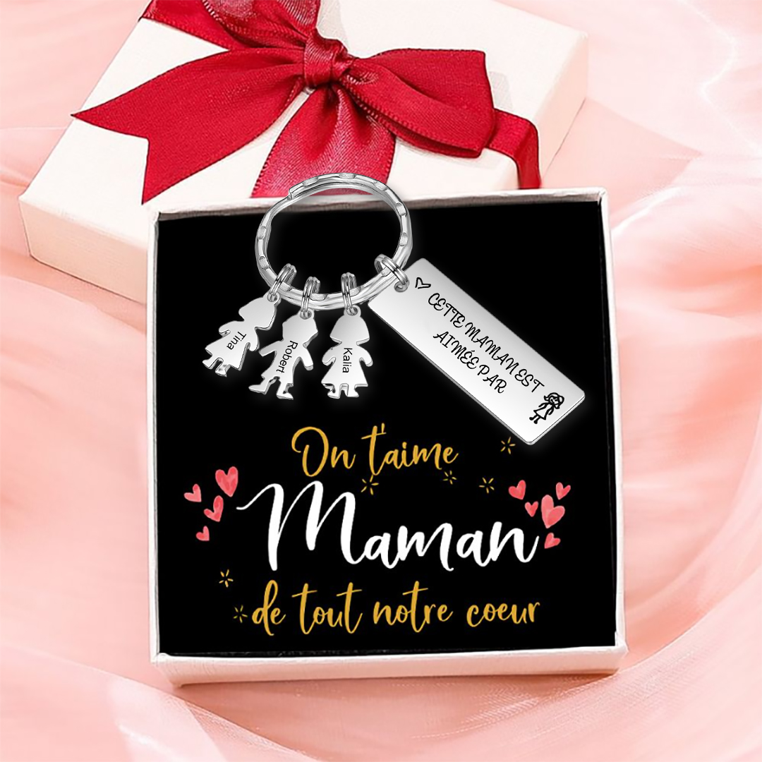 À Maman - Porte-clés Texte Personnalisé avec 3 Prénoms et Breloques Enfant Porte-Clés Personnaliables Pour Maman | Jessemade