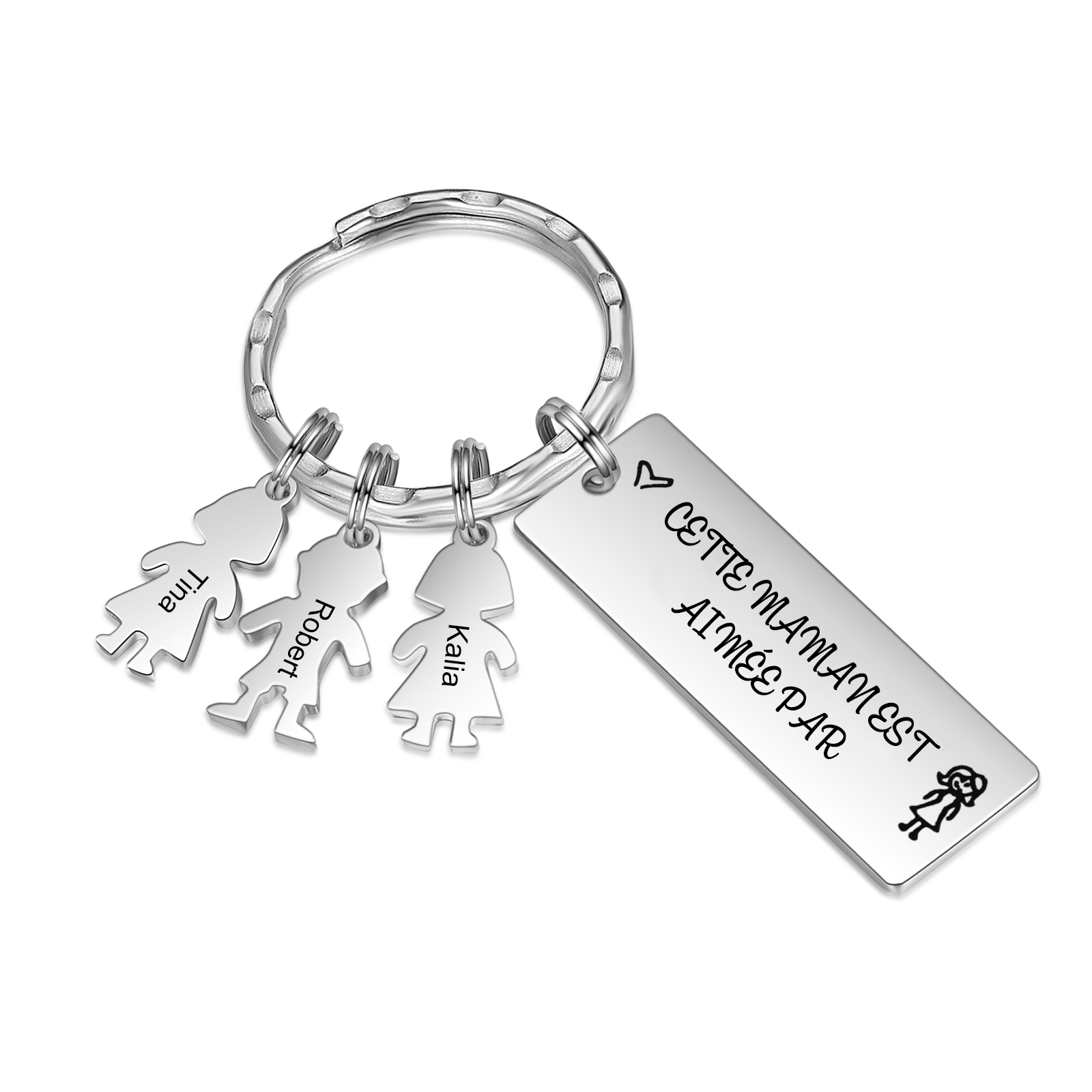 Porte-clés personnalisé avec prénoms gravés – Cadeau unique pour maman | Jessemade
