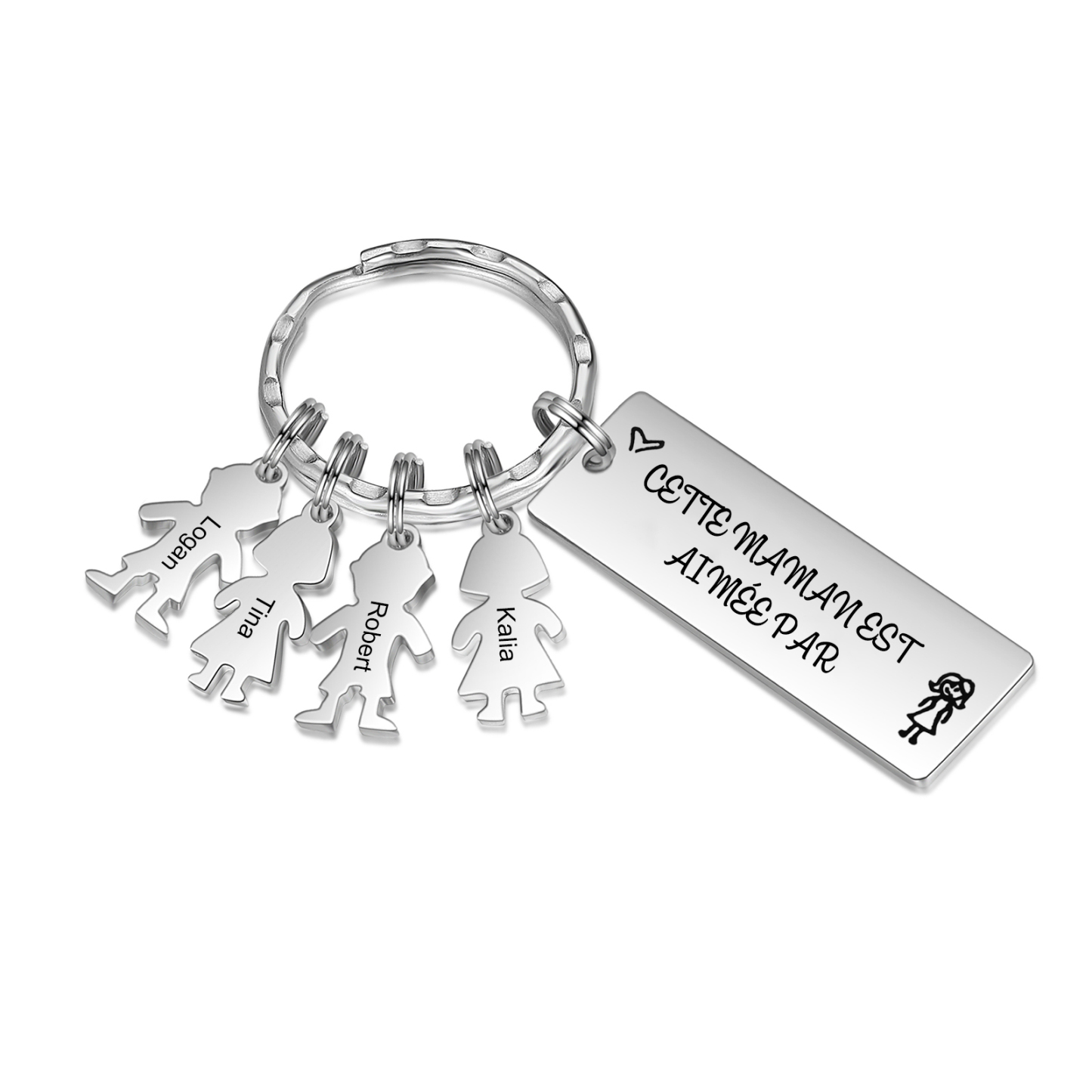 Porte-clés personnalisé avec prénoms gravés – Cadeau unique pour maman | Jessemade