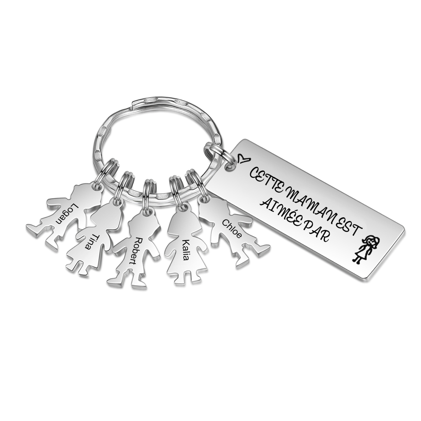 Porte-clés personnalisé avec prénoms gravés – Cadeau unique pour maman | Jessemade