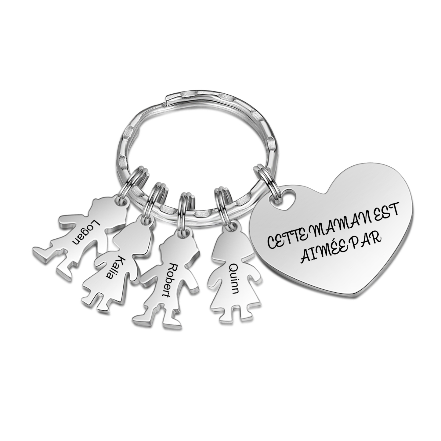 Porte-clés personnalisé avec prénoms gravés – Cadeau sentimental pour maman | Jessemade
