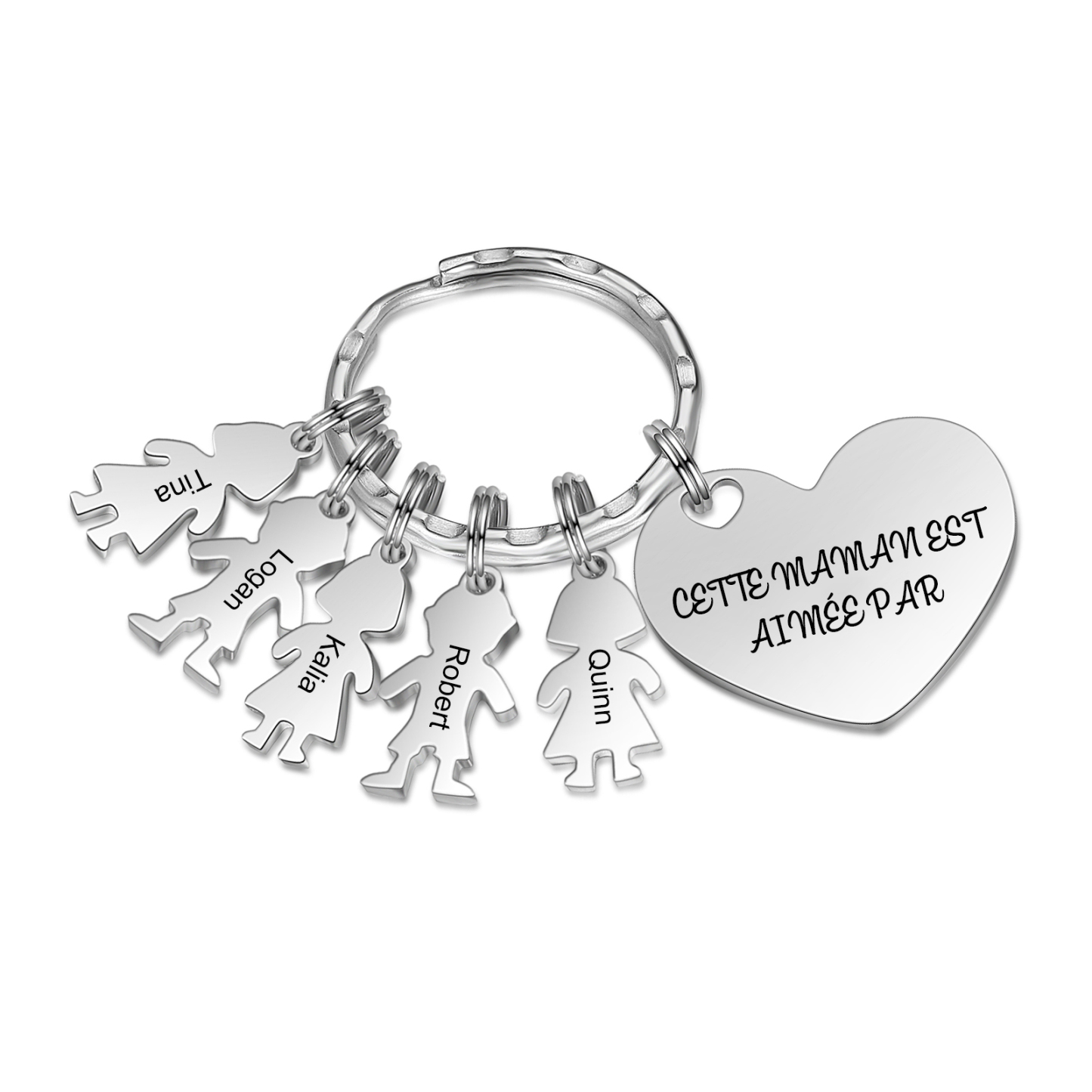Porte-clés personnalisé avec prénoms gravés – Cadeau unique pour maman | Jessemade