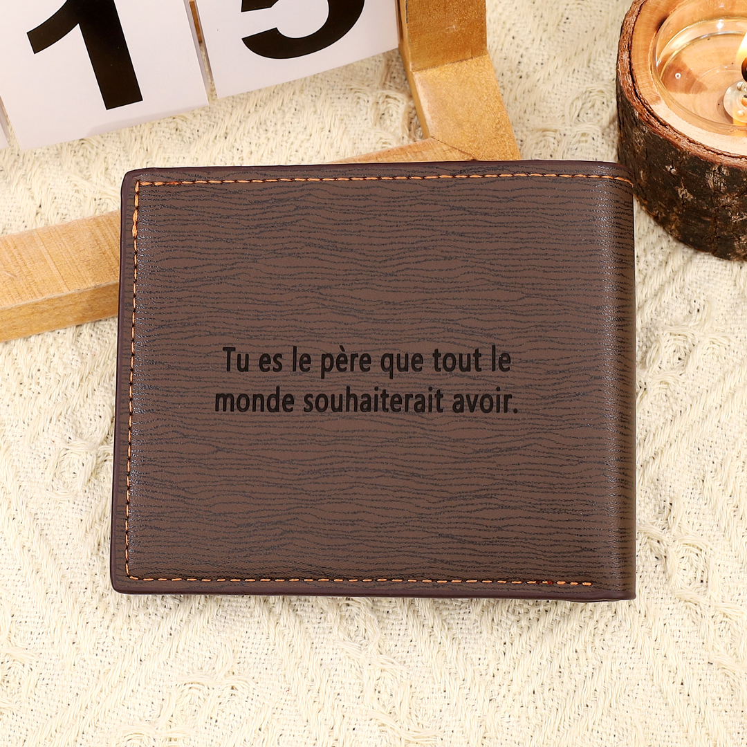 Portefeuille Photo Personnalisée Classique Homme Porte-Monnaie Carte Cadeau pour Père | Jessemade